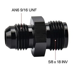 6AN Male to 5/8 x 18 Inverted Flare Thread Fitting 6AN to 5/8-18 Inverted