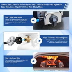 Outdoor Pizza Oven Gas Burner Attachment, Propane Conversion Kit with 5FT Hose &