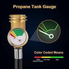 12 FT Propane Extension Hose with Gauge, Leak Detector Replacement Propane Hose