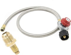 Gasone 4ft Propane Regulator & Brass Orifice Steel Braided Hose 20 Psi