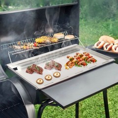 Stainless Steel Grill Plate Grill Griddle for Grill Replacement Part 48*34 cm
