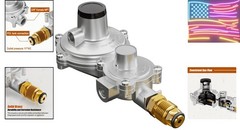 2 Stage Propane Regulator with POL, Tank Regulator for RV, Trailers