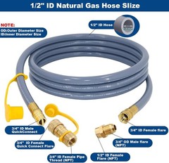 Natural Gas Hose 12ft Brass Quick Disconnect for Grills Ovens Patio Heater