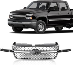 Front Grille Grill Chrome Shell with Black Insert Compatible with 2003-2006 Chev
