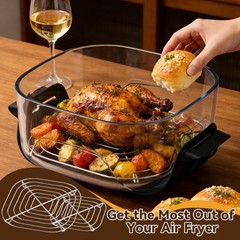 2PCS Crisper Stainless Steel Rack Compatible with Ninja Crispi Air Fryer, Gla…