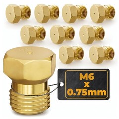 10Pcs Propane Orifice Kit – M6x0.75mm, 0.5mm=0.02″=24AWG Brass Nozzle Tempera…