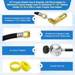 5FT Propane Adapter Hose & Regulator with 90° Elbow for Griddles & Tanks
