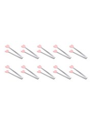 Compact and Practical Heart Shaped Food Tongs with Silicone Tips Pack of 10