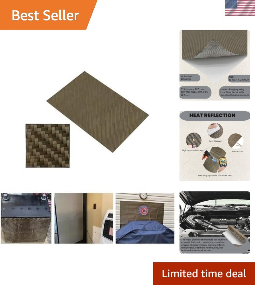 2000°F Reinforced Exhaust Heat Shield 12” x 24” – Easy Adhesive Installation