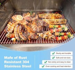 2 Pk HD 18″ X 10″ SUS304 9MM Stainless Cooking Grill Grates Fits Weber & Others