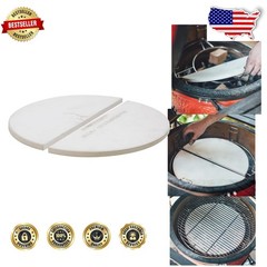 Classic Joe Ceramic Heat Deflector Plates, 2-Pack White, Indirect Cooking Zones