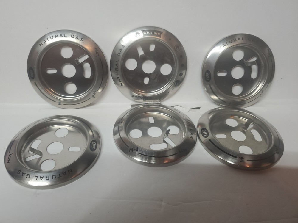 6 Barbecue BBQ Knob Bezels Kit • Charbroil Griddle & Burner Natural Gas