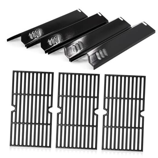 Grill Replacement Parts for Dyna Glo 4Pcs Heat Plate + Grates Porcelain Steel