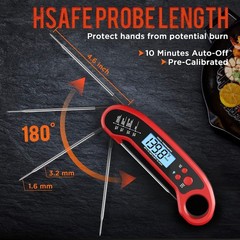 Meat Thermometer Digital, Instant Read for Grill and Red