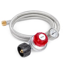 0-30 PSI Adjustable High Pressure Propane Regulator with Gauge, 5-Foot Stainl…