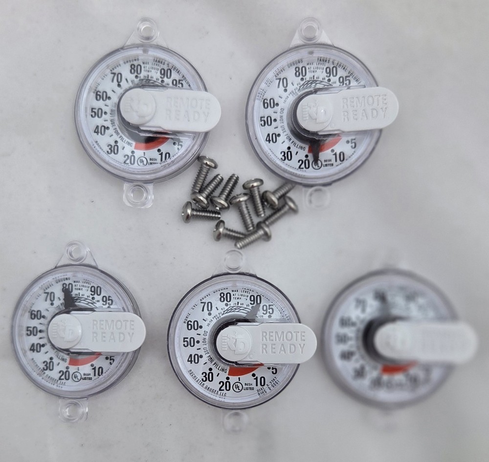Lot of 5 Screw In Propane Horizontal Tank Sight Gauge Dial Remote Ready W/Screws
