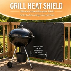 Fireproof Grill Railing Heat Shield Fiberglass 3×4 Black Privacy Cover