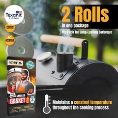 XXL 20 FT Smoker Gasket Seal – Grey 1/2’’ X 1/8’’ Hi-Temp Grill Gasket – 2-Pack