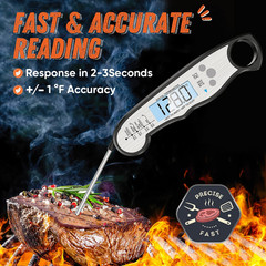 Digital Meat Thermometer, Waterproof Instant Read Food Black –