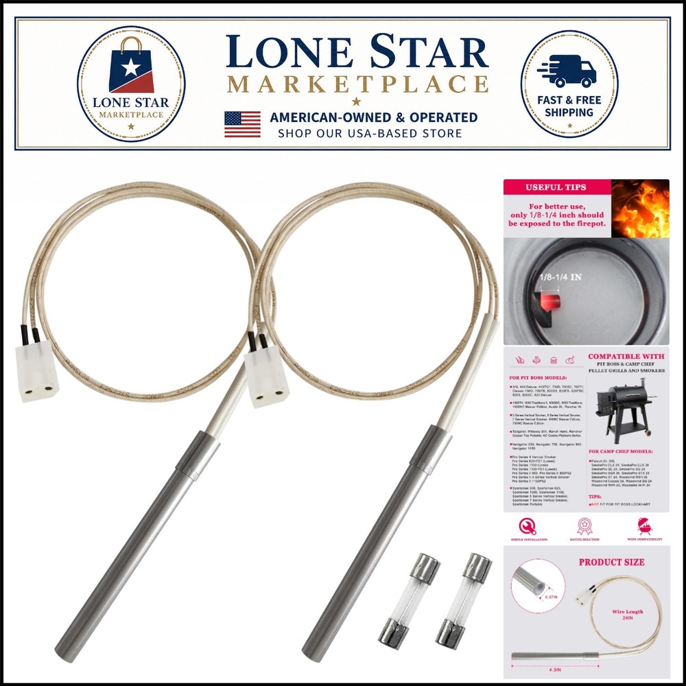 200W Hot Rod Ignitor Set – Perfect for Pit Boss & Camp Chef Pellet Grill Lovers