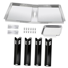 Grill Replacement Parts for Dyna Glo DGF493BNP, 4Pcs Heat Plate + Drip Pan