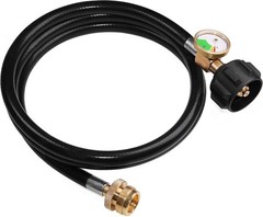 DOZYANT 5 FT Propane Hose Adapter with Propane Tank Gauge for Weber Q1200, 1000