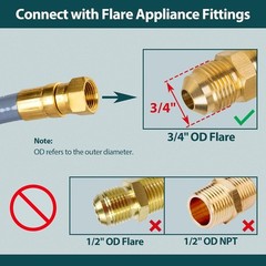 12 Feet 1/2″ ID Natural Gas Hose, Low Pressure LPG Hose with Quick Connect, f…
