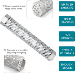 2Pcs Smoker Tube 12In Pellet Smoker Tube Stainless Steel Smoke Tube for Hot or C