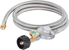 6FT Propane Regulator Hose with Gauge, Grill Regulator Hose QCC1 Connection for