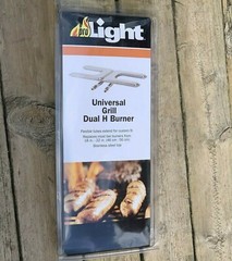 New Universal Dual H Grill Burner Pro Light Flexible Tubes Custom Fit Stainless