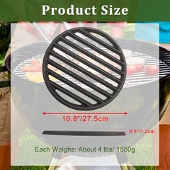 Cast Iron Bottom Fire Grate – 11 Inch Round BBQ Grill Grate Replacement, High…