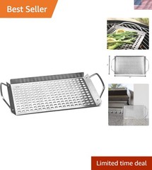 Easy-Clean 11″ x 7″ Stainless Steel Grill Tray with Handles for Outdoor Use
