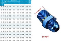 Male 1/8″ NPT to -6 AN Flare Adapter Straight 6AN to 1/8 NPT flare to NPT blue