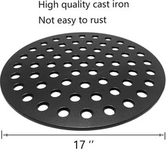 17″ Heavy Cast Iron Fire Grate, Charcoal Grates Bottom Plate for Weber 22″