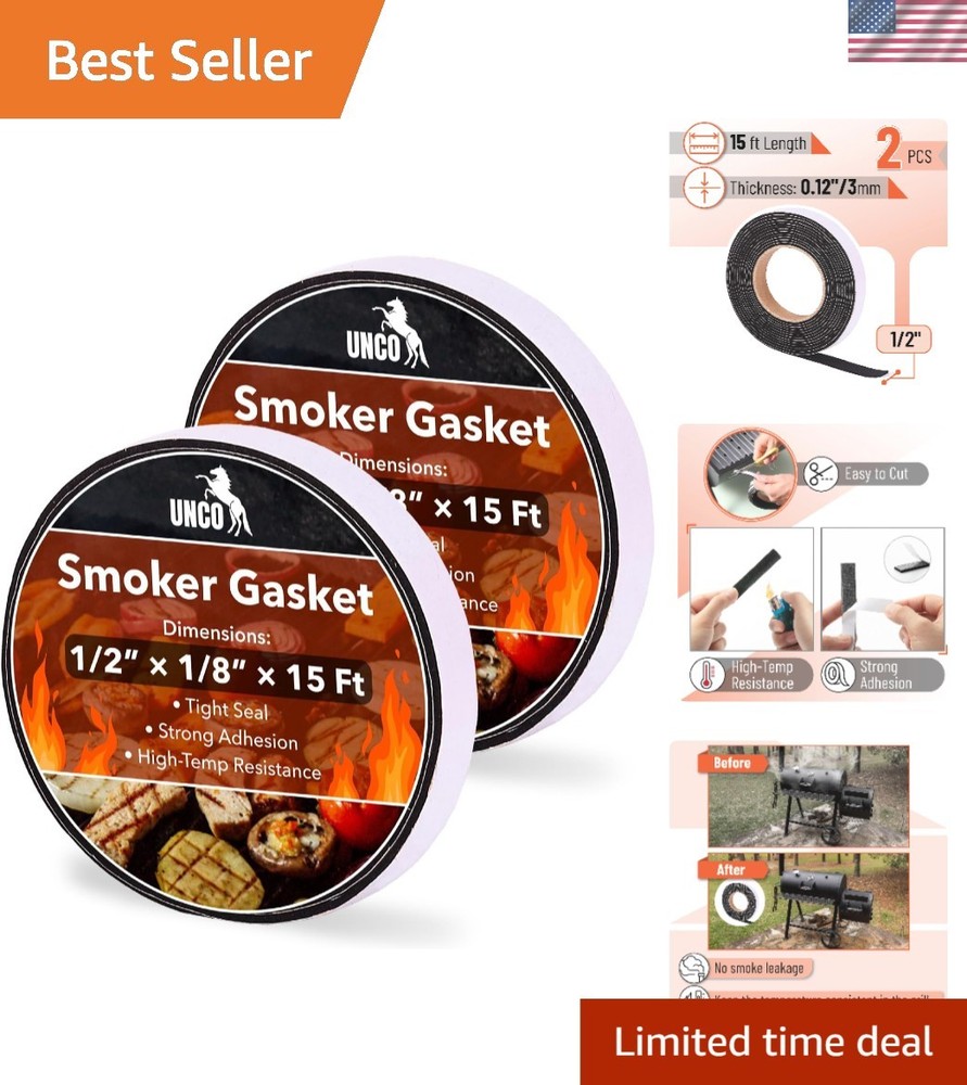 15 Ft Smoker Gasket, 2 Pack – High-Temperature Grill Sealing Solution