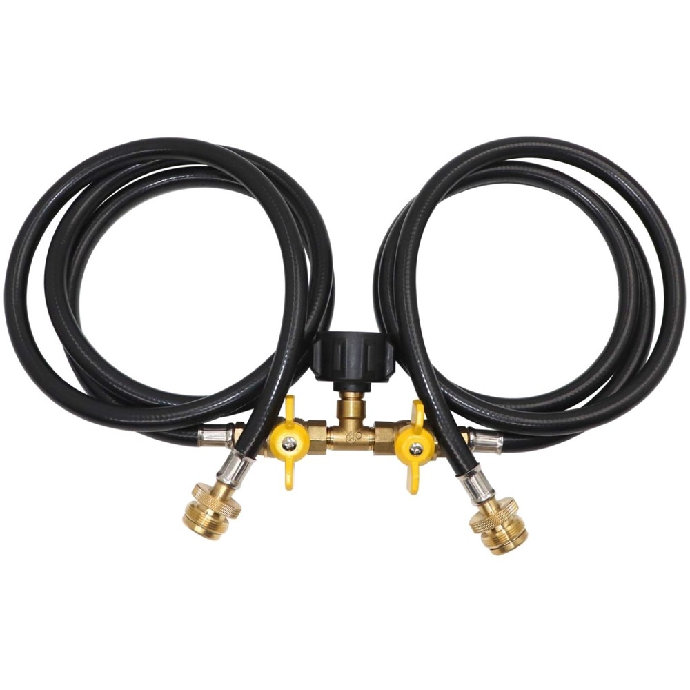 Portable Propane Y Splitter Hose, 1lb to 20lb Converter