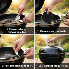 Smoker Gasket Seal – Grill 2 Pack Black 20 Ft 1/2″X1/8″ Heat Material Replacemen