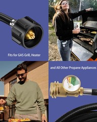 6 Feet Propane Tank Extension Hose with Gauge for 100 lb Propane Tank, Propane T