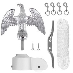Flagpole Hardware Repair Parts Kit-50 Ft Halyard Rope +7″ Silver Eagle+6″ Zin…