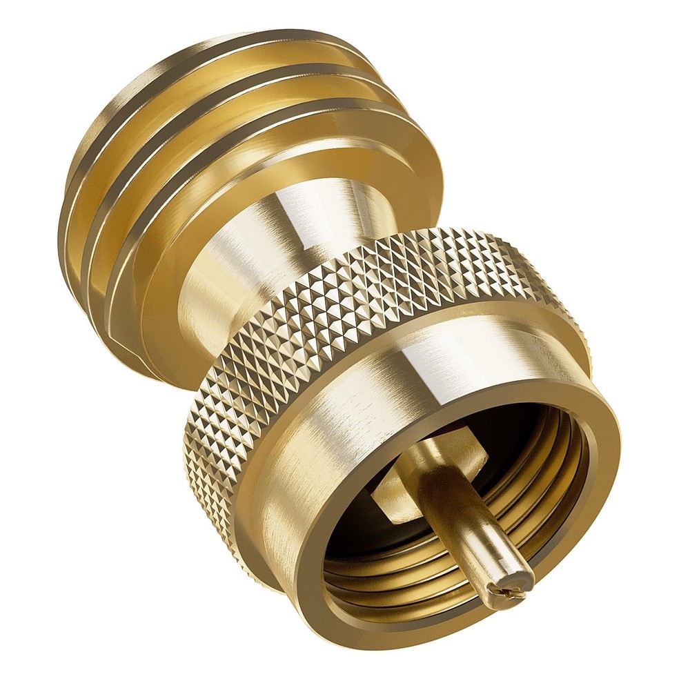 NUPICK Propane Tank Adapter, 1 Lb to 20 Converter, Hook Up POL, Golden