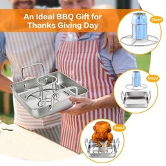 HaSteeL Beer Can Chicken 1 Pan +1 Rack + 1 Brush, Rosating Pan+Chicken Holder