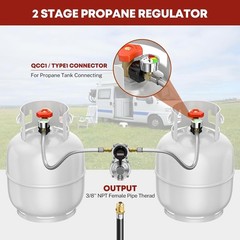 Versatile LP Propane Regulator Kit with 18″ Braided Hoses – Perfect for Travel