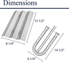 Grill Replacement Parts, 3 Pack Heat Plate Shield with 3 Pack Burner Gas Burner