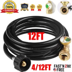 12/4FT Replacement Extension Hose Liquid Propane Natural Gas Hose Extender US