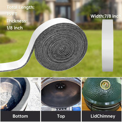 High Temp Grill Gasket Replacement Compatible Fit L/XL Big Green Egg Ceramic Lid