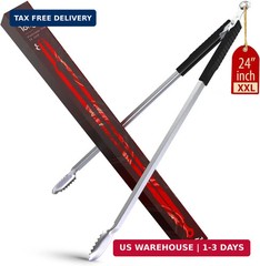 24 inch BBQ Tongs – 1 Year Warranty, 100 Stainless Steel Long Metal Grill Tongs