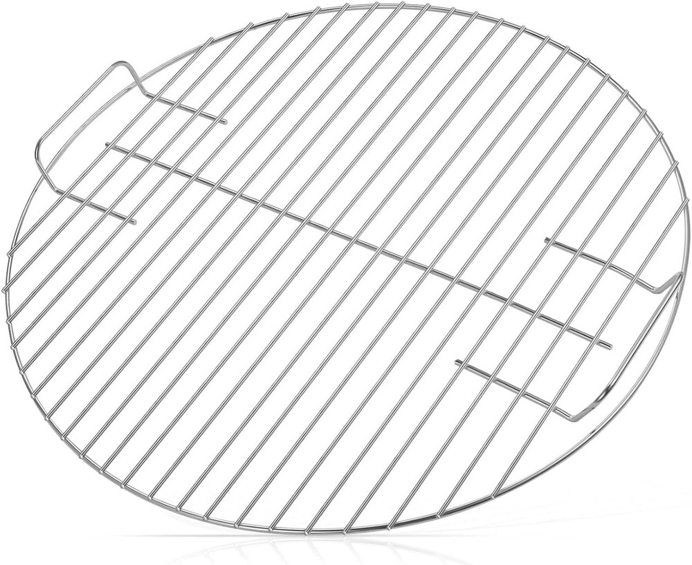 17″ Round Grill Grate Replacement Plated Steel Cooking Grid w/ Handle Heavy-Duty