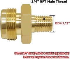 Propane Gas Fitting 1/4 Male NPT X 1-20 Male for RV Camping Grill Lantern Heater