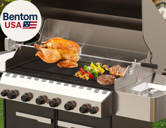 Universal BBQ Grill Rotisserie Kit with 110V Electric Motor for Gas Grills – 45″