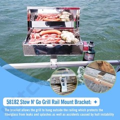 58182 Stow N’ Go Grill Rail Mount Bracket for Any Kuuma Stow N’ Go BBQ Grill, Fi